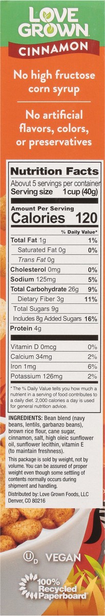 slide 10 of 12, Love Grown Lion Hearts Cinnamon Cereal 7.5 oz, 7.5 oz