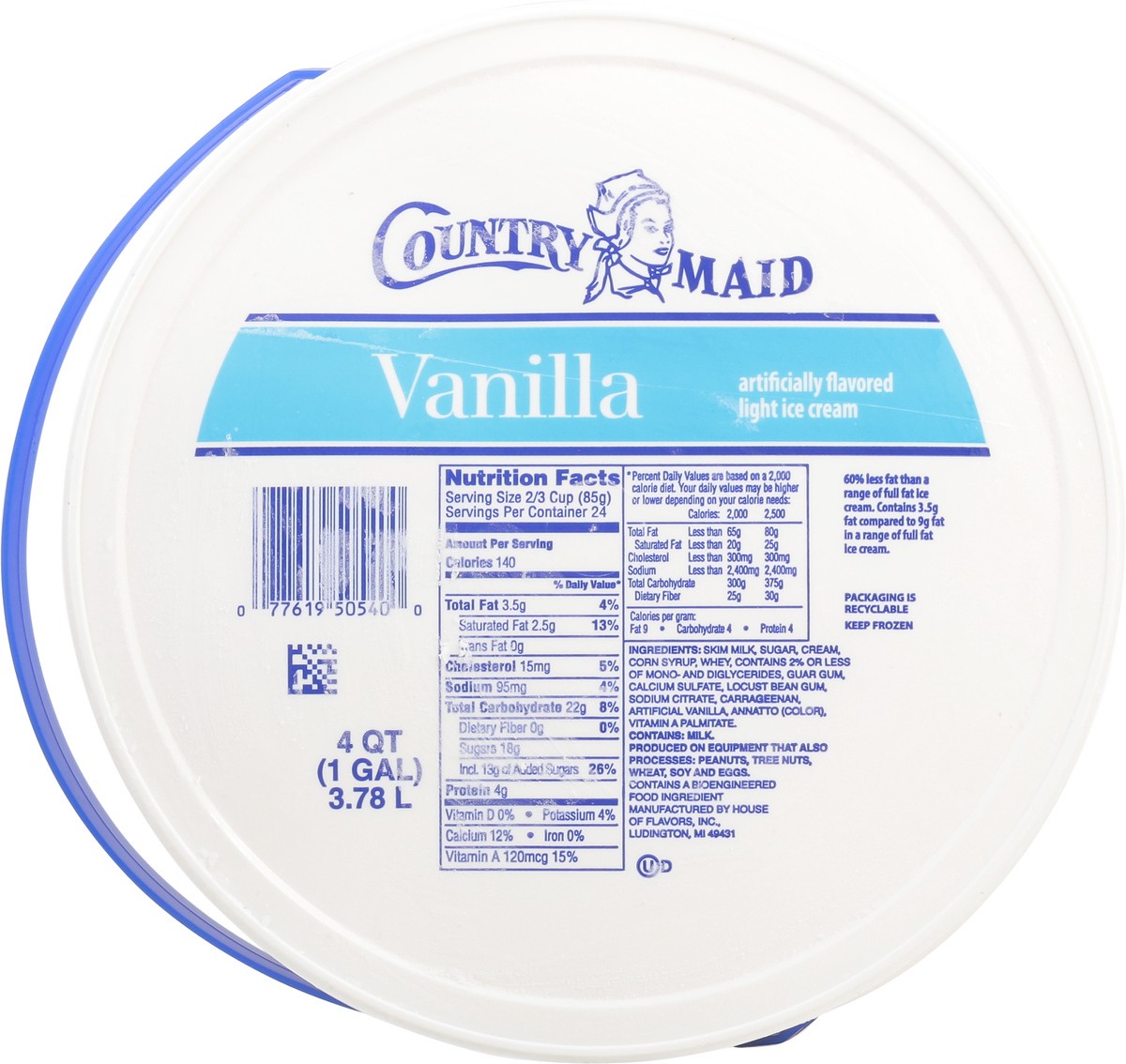 slide 6 of 9, Country Maid Light Vanilla Ice Cream 4 qt, 4 qt