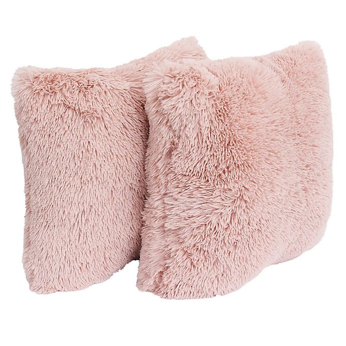 slide 1 of 1, Thro Chubby Faux Fur Square Decorative Pillows - Rose, 2 ct