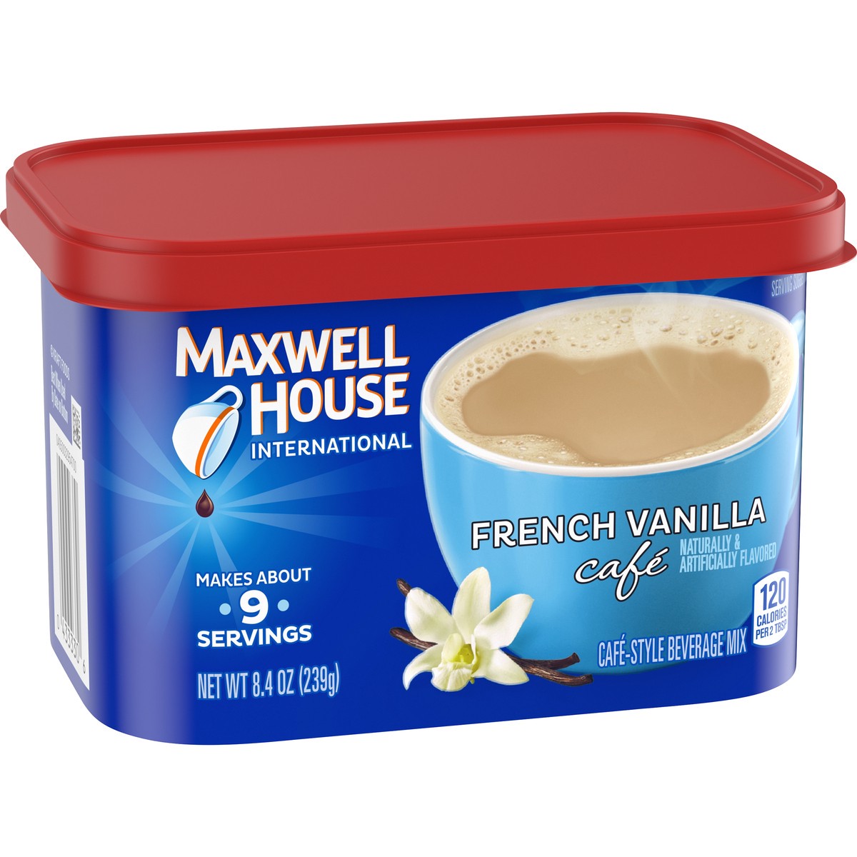 slide 2 of 9, Maxwell House International French Vanilla Café-Style Instant Coffee Beverage Mix, 8.4 oz. Canister, 8.4 oz