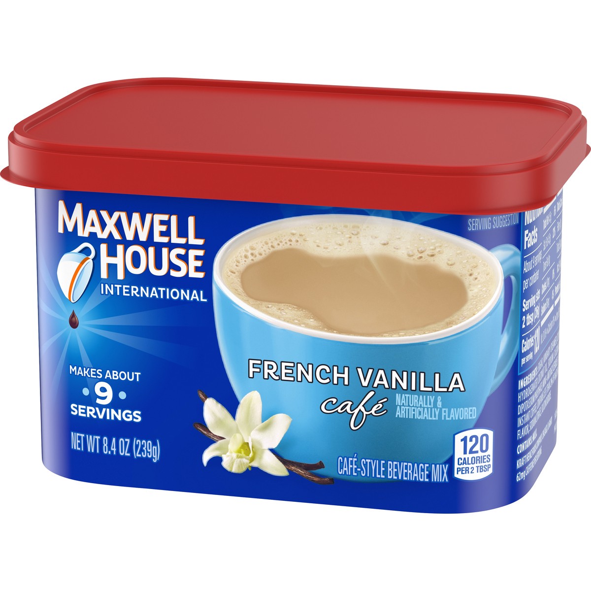 slide 4 of 9, Maxwell House International French Vanilla Café-Style Instant Coffee Beverage Mix, 8.4 oz. Canister, 8.4 oz