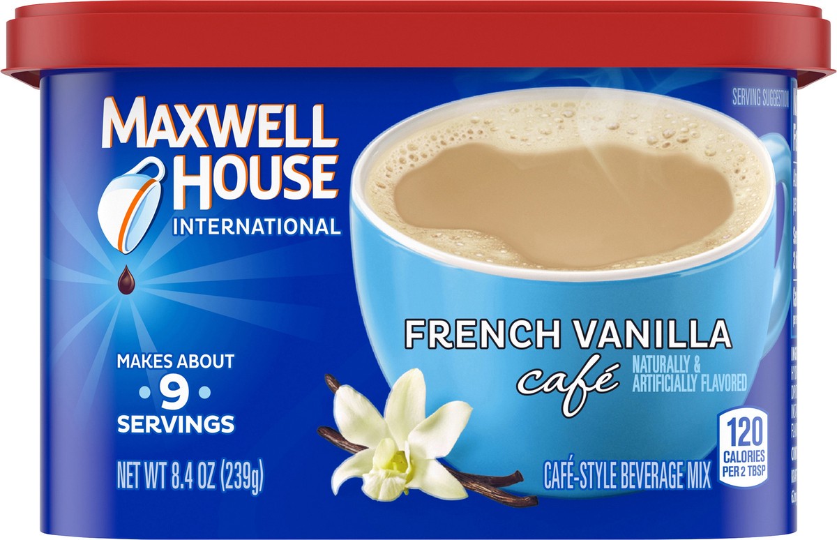 slide 3 of 9, Maxwell House International French Vanilla Café-Style Instant Coffee Beverage Mix, 8.4 oz. Canister, 8.4 oz