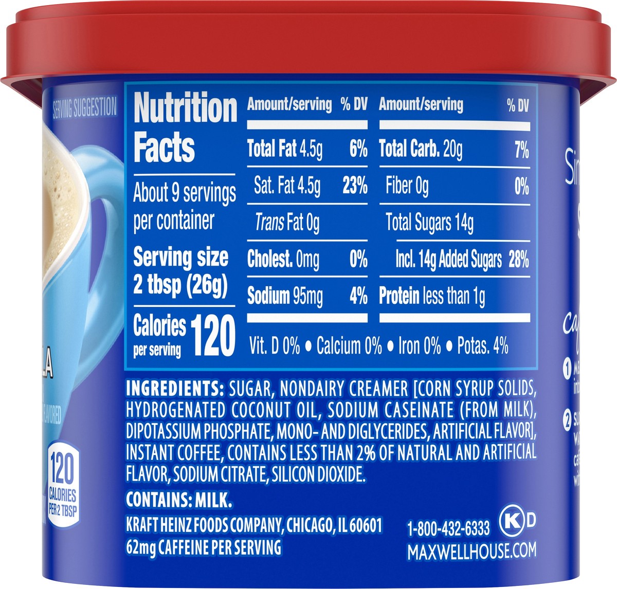 slide 6 of 9, Maxwell House International French Vanilla Café-Style Instant Coffee Beverage Mix, 8.4 oz. Canister, 8.4 oz