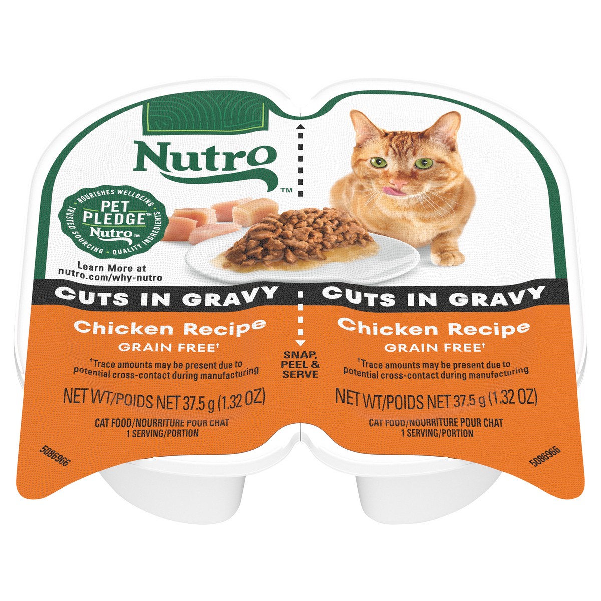 slide 1 of 4, Nutro Grain Free Cuts in Gravy Chicken Recipe Cat Food 2 - 37.5 g Packs, 2.65 oz