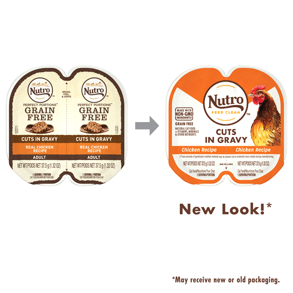 slide 4 of 4, Nutro Grain Free Cuts in Gravy Chicken Recipe Cat Food 2 - 37.5 g Packs, 2.65 oz