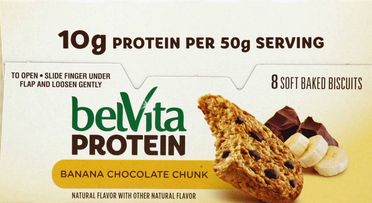 slide 2 of 4, Nabisco Belvita Protein Soft Baked Biscuits Banana Chocolate Chunk Pks, 8 ct