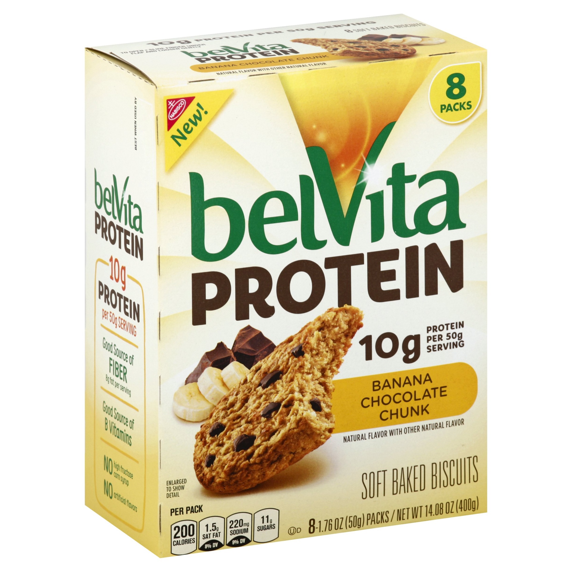 slide 1 of 4, Nabisco Belvita Protein Soft Baked Biscuits Banana Chocolate Chunk Pks, 8 ct