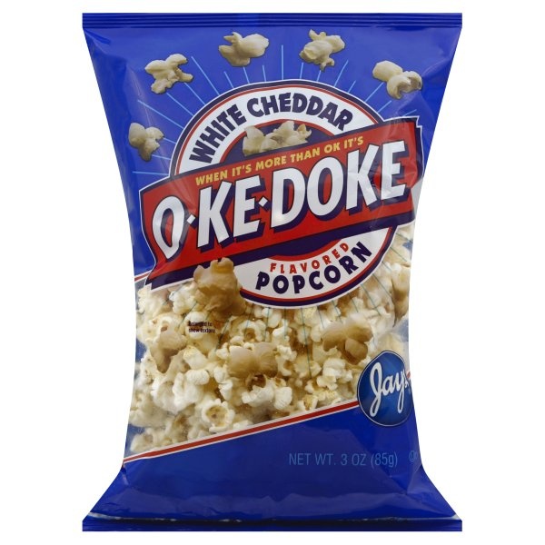 slide 1 of 1, O-Ke-Doke White Cheddar Popcorn, 2 oz