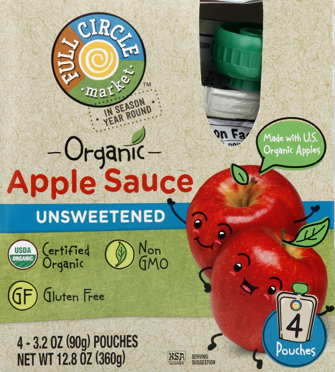 slide 8 of 10, Full Circle Organic Apple Sauce Pouches - Unsweetened, 4 ct; 3.2 oz