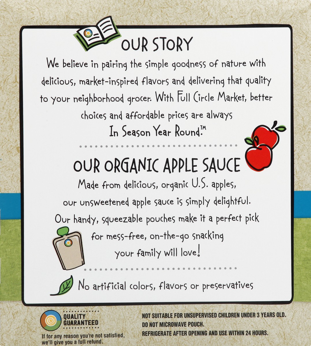 slide 2 of 10, Full Circle Organic Apple Sauce Pouches - Unsweetened, 4 ct; 3.2 oz