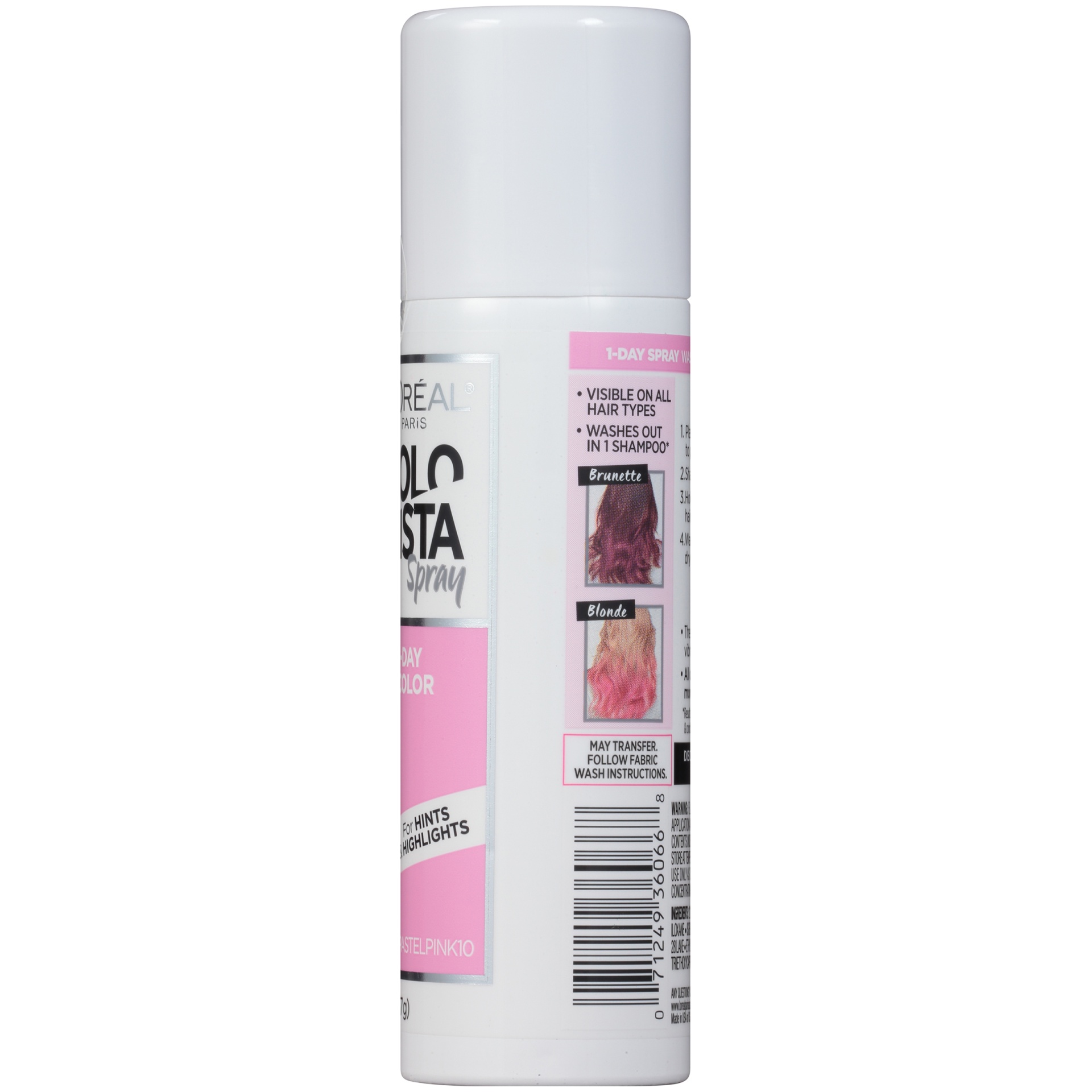 slide 4 of 5, L'Oréal Colo Rista Spray 1 Day Color #Pastelpink10, 2 oz