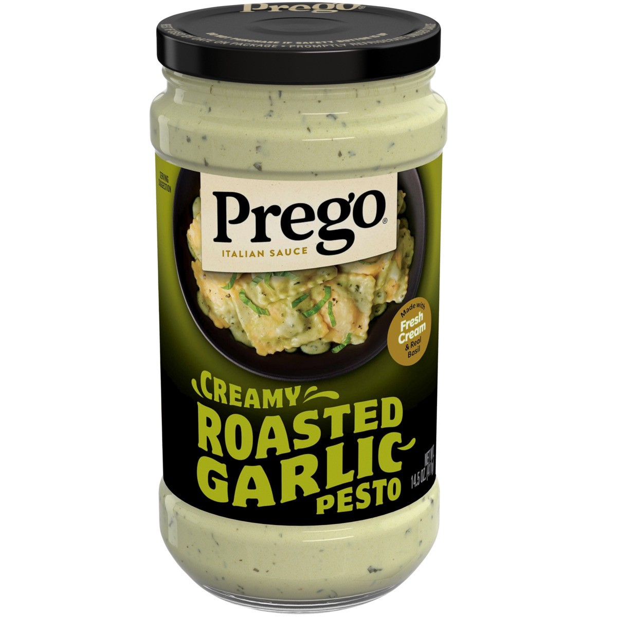 slide 1 of 8, Prego Creamy Roasted Garlic Pesto Pasta Sauce, 14.5 oz Jar, 14.5 oz