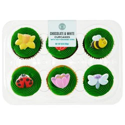 Bakery Fresh Chocolate & White Cupcakes with Buttercreme Icing, 6 ct / 12 oz