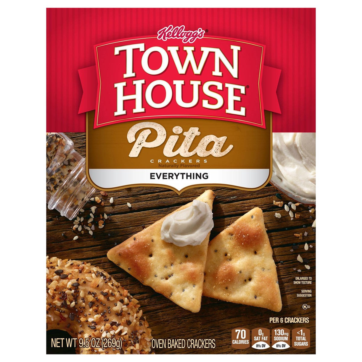 slide 1 of 1, Town House Pita Crackers Everything Flavor Oven Baked Crackers, 9.5 oz