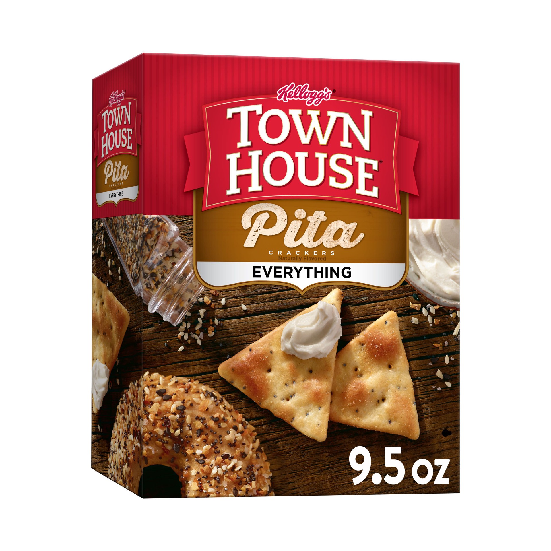 slide 1 of 1, Town House Kellogg's Town House Pita Crackers Oven Baked Crackers, Everything Flavor, 9.5 oz, 9.5 oz
