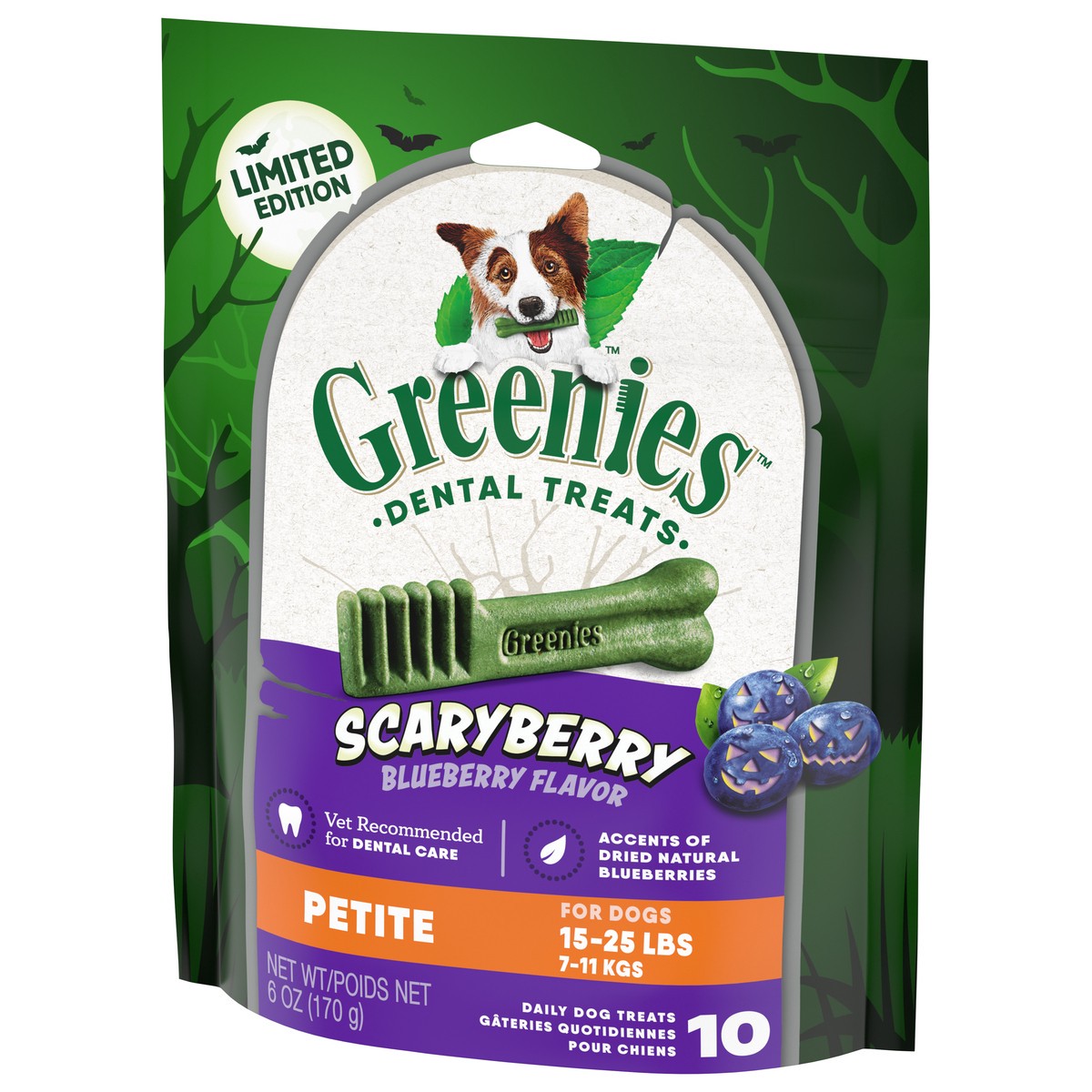 slide 3 of 9, Greenies Petite Scaryberry Blueberry Flavor Dental Treats 10 ea, 10 ct