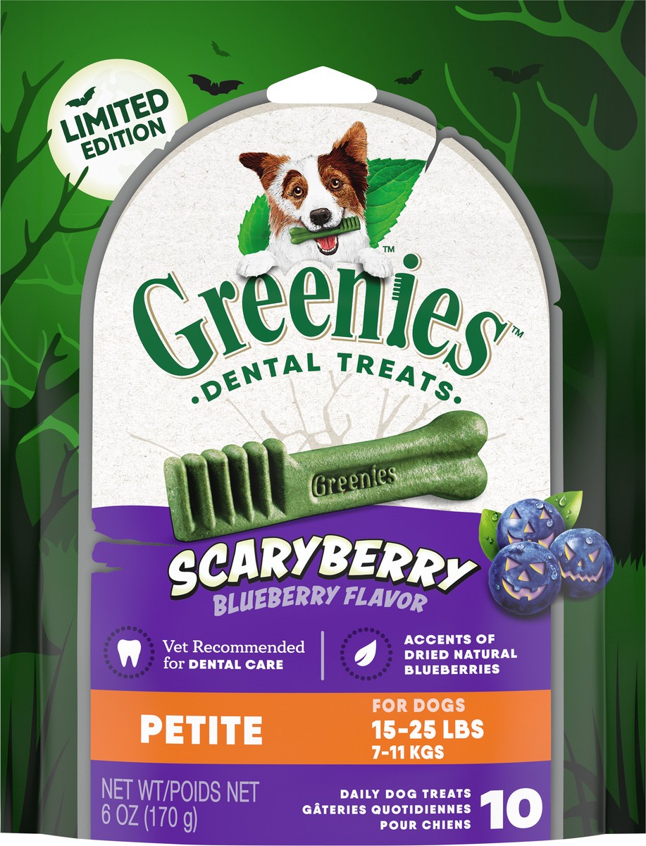 slide 6 of 9, Greenies Petite Scaryberry Blueberry Flavor Dental Treats 10 ea, 10 ct