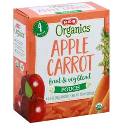 H-E-B Organics Blended Fruit & Veg Pouches - Apple Carrot