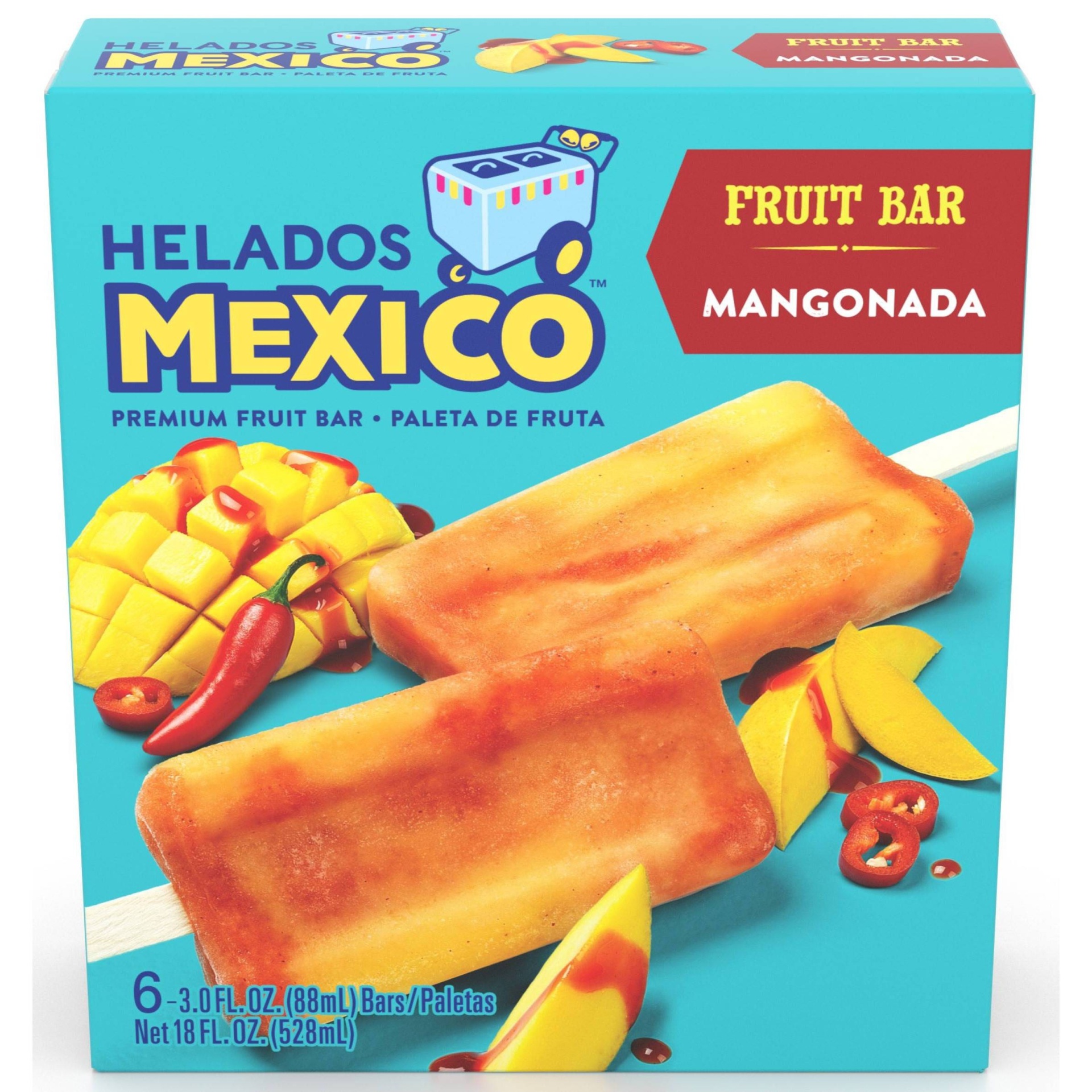 slide 1 of 3, Helados Mexico Frozen Mangonada Fruit Bar, 6 ct