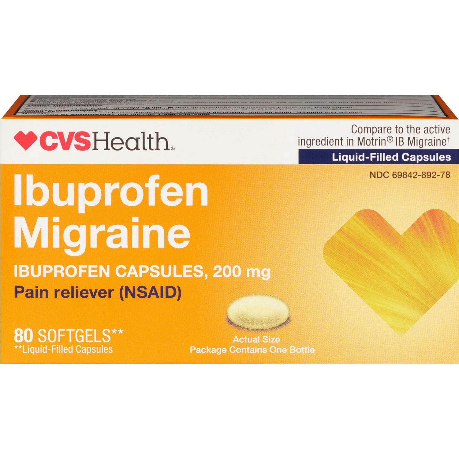 slide 1 of 1, CVS Health Migraine Relief 200Mg Softgels, 80 ct