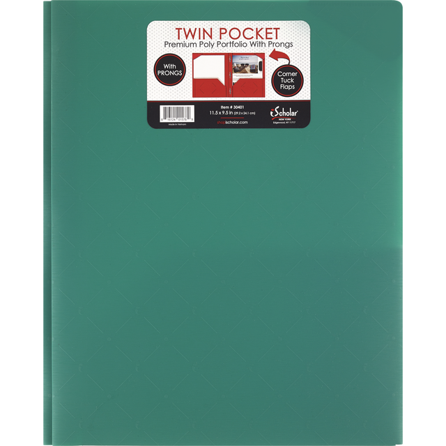 slide 1 of 1, iScholar Twin Pocket Portfolio With Prongs, 1 ct