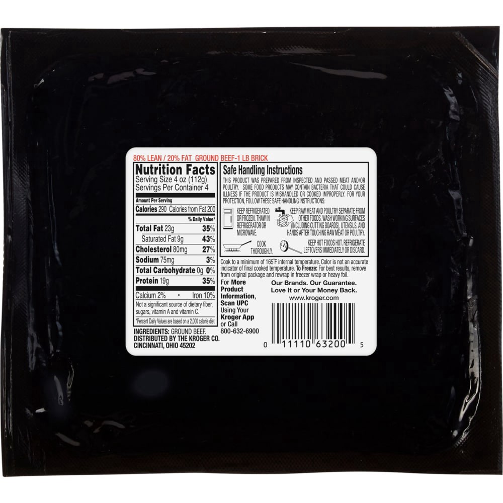 slide 2 of 2, Kroger Ground Beef 80% Lean, per lb