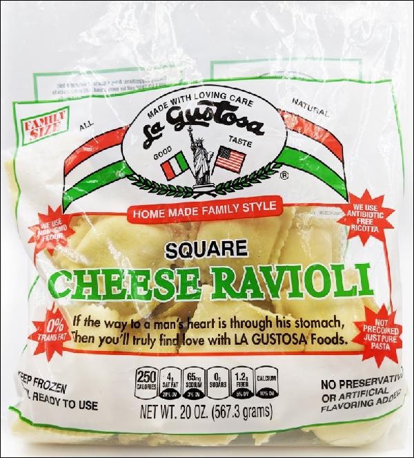 slide 1 of 1, La Gustosa L/Gst Sqr Chs Ravioli Poly, 20 oz