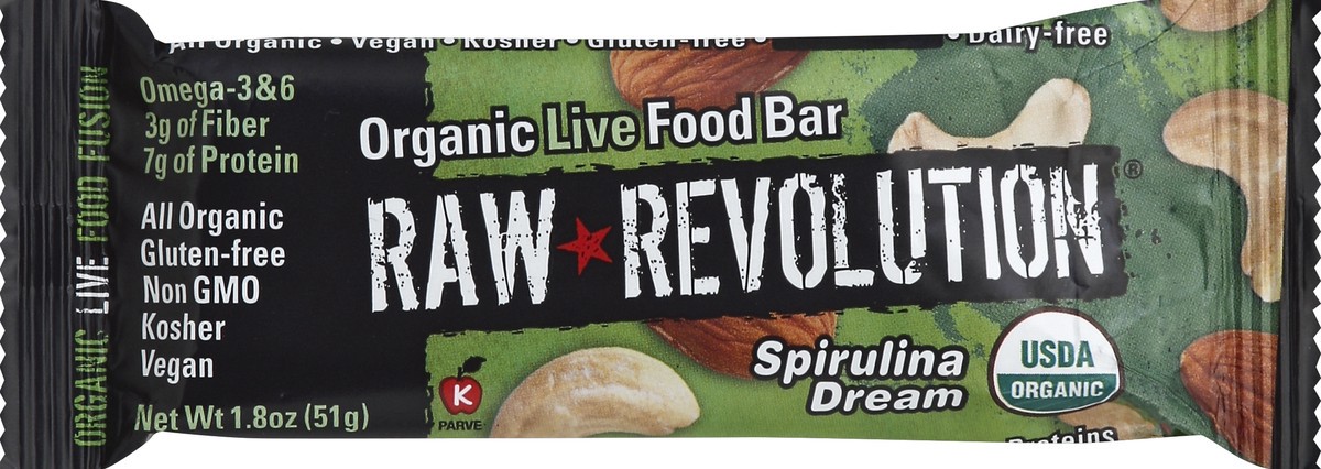 slide 4 of 6, Raw Revolution Bar Sprulina Cashew Candy, 1.8 oz