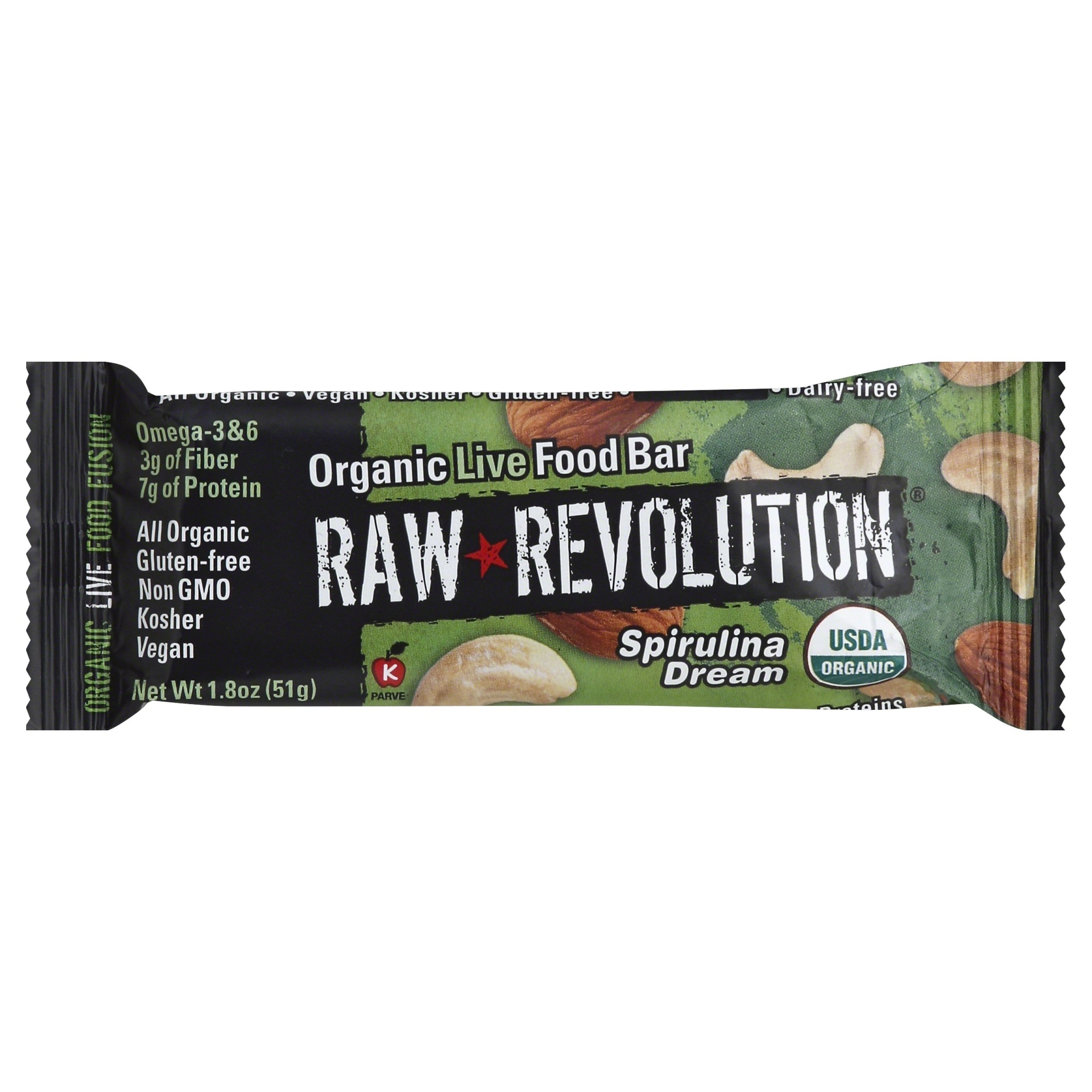 slide 1 of 6, Raw Revolution Bar Sprulina Cashew Candy, 1.8 oz