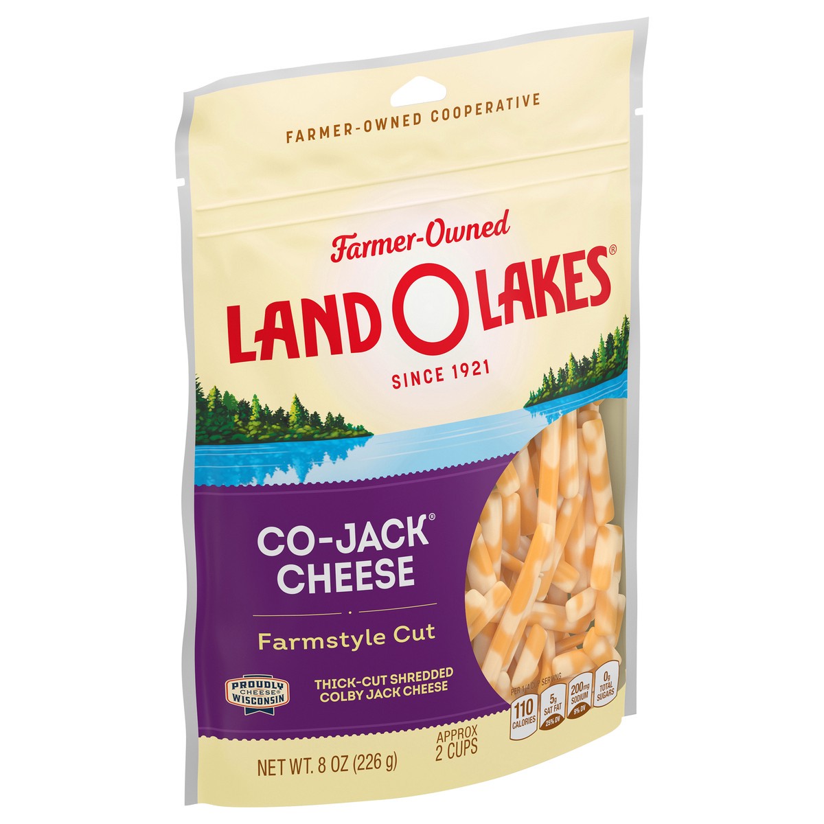 slide 2 of 14, Land O'Lakes Co-Jack Cheese Farmstyle Shreds, 8 oz Bag, 8 oz