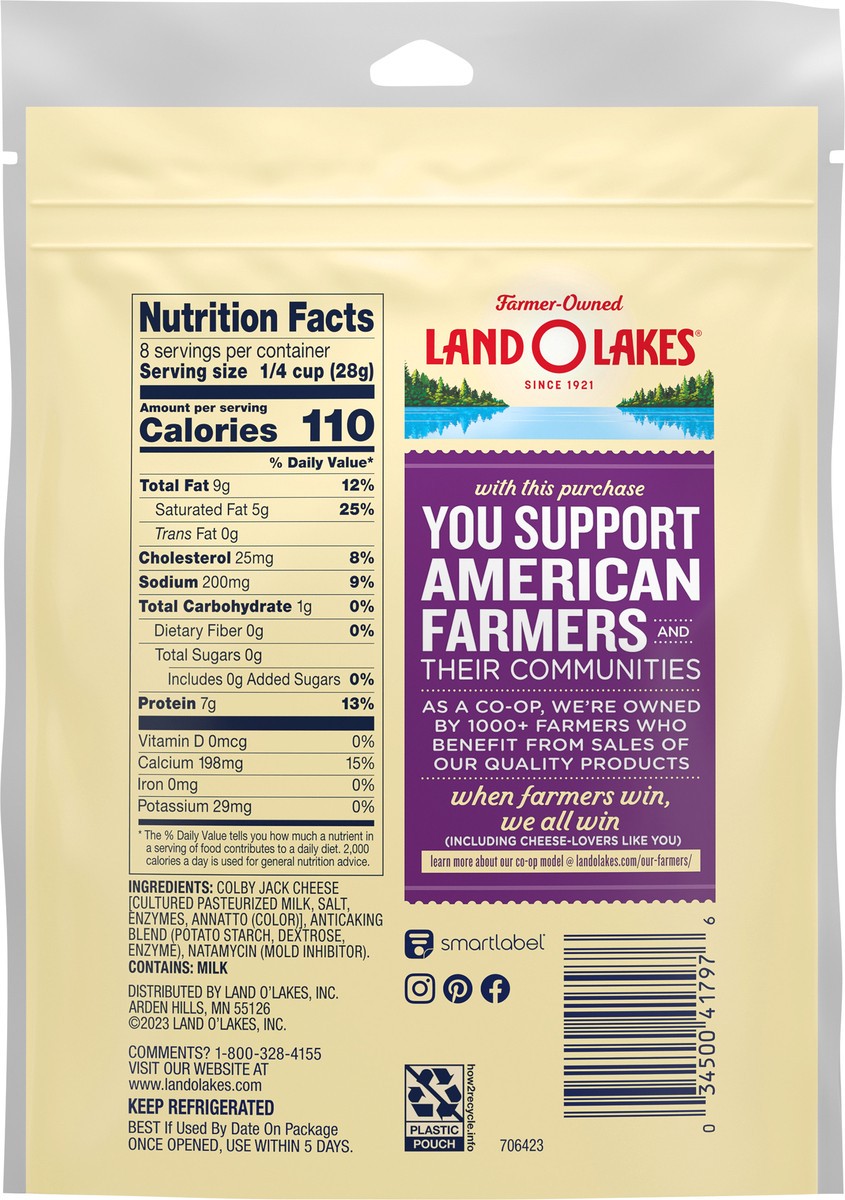 slide 3 of 14, Land O'Lakes Co-Jack Cheese Farmstyle Shreds, 8 oz Bag, 8 oz