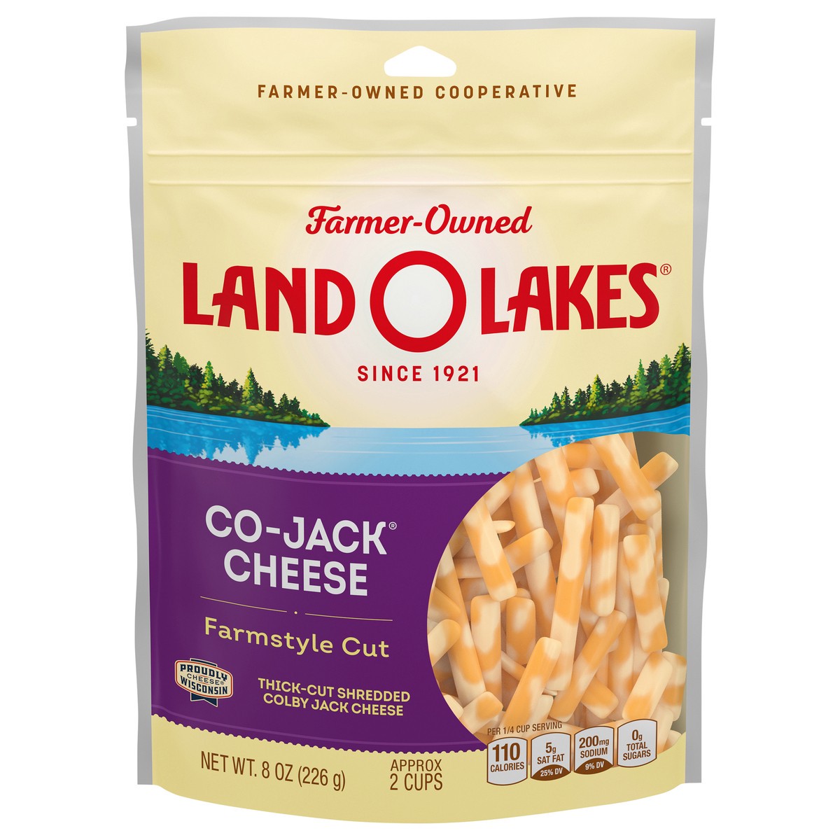 slide 5 of 14, Land O'Lakes Co-Jack Cheese Farmstyle Shreds, 8 oz Bag, 8 oz