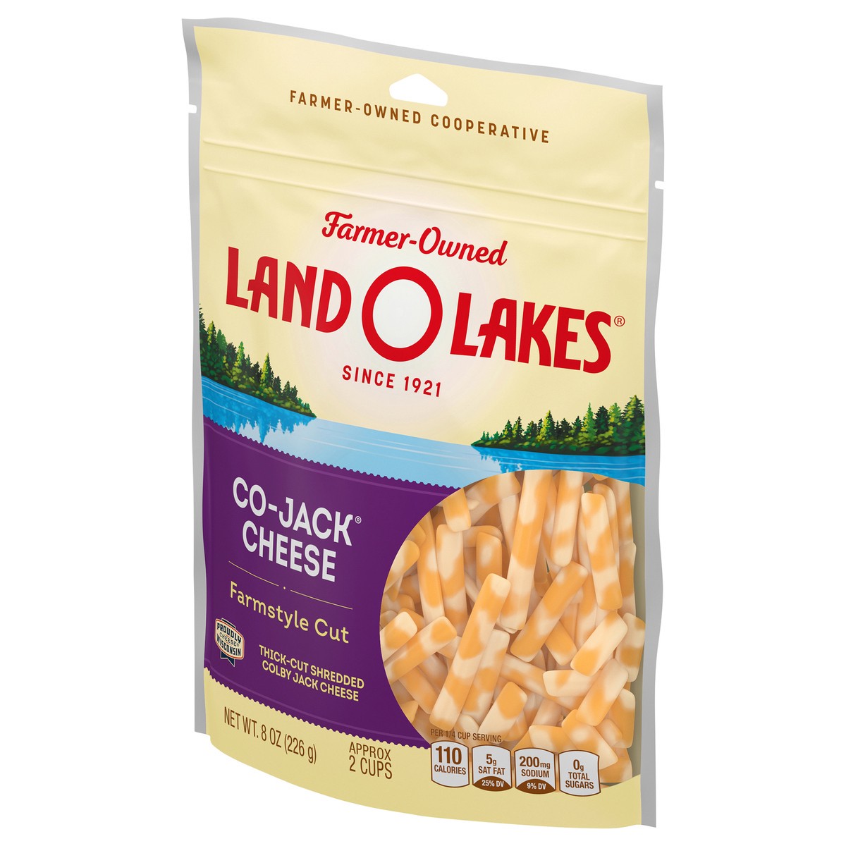 slide 9 of 14, Land O'Lakes Co-Jack Cheese Farmstyle Shreds, 8 oz Bag, 8 oz