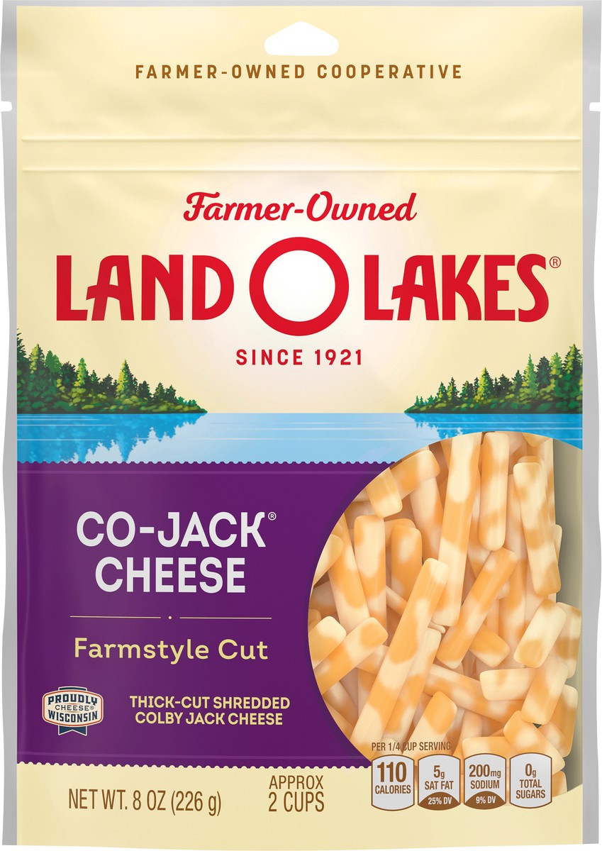 slide 11 of 14, Land O'Lakes Co-Jack Cheese Farmstyle Shreds, 8 oz Bag, 8 oz