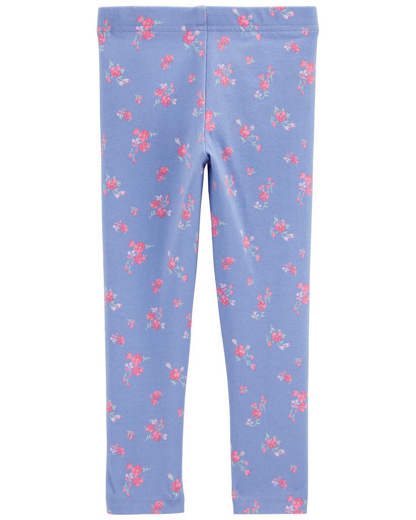 slide 2 of 3, Oshkosh Toddler Floral-Print Stretch Leggings - Blue Blue 2T, 1 ct