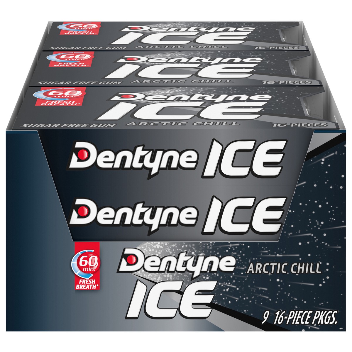 slide 1 of 9, Dentyne Ice Arctic Chill Sugar Free Gum, 9 Packs of 16 Pieces (144 Total Pieces), 1 ct