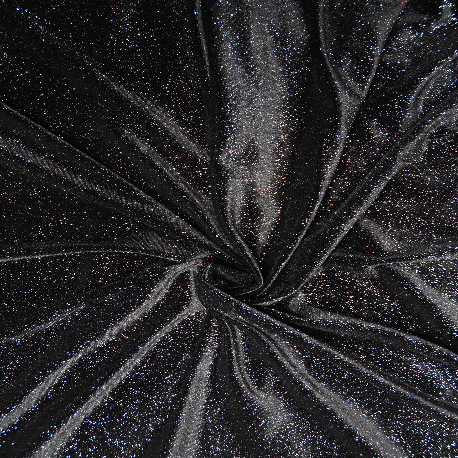 slide 2 of 3, Feldman Black Sparkle Stretch Velvet Fabric, 58 in