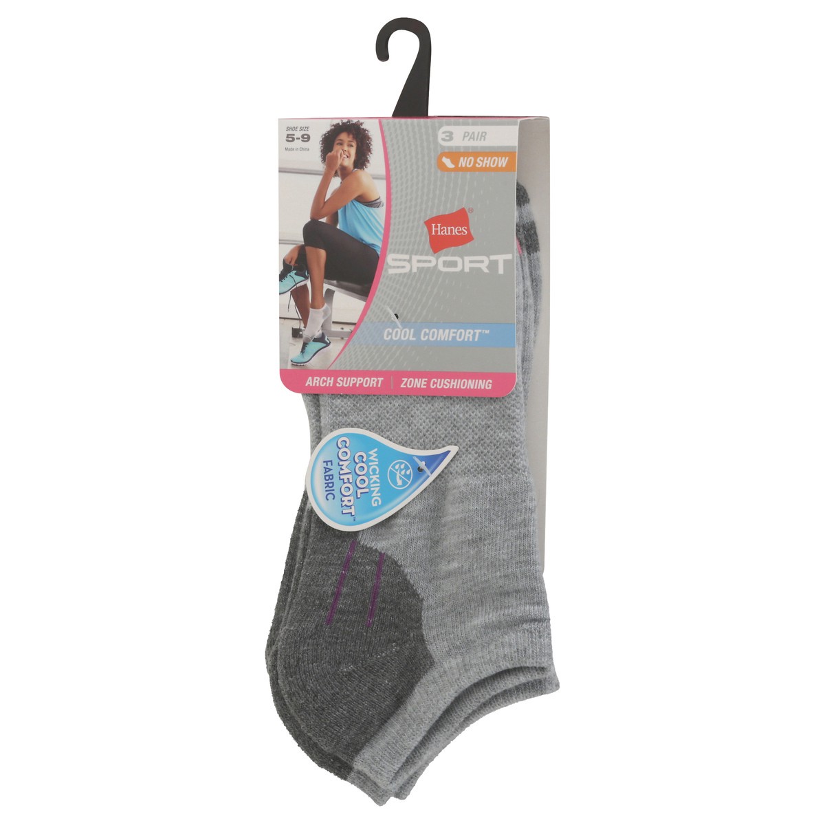 slide 6 of 11, Hanes Sport Cool Comfort No Show Socks 3 ea, 3 ct