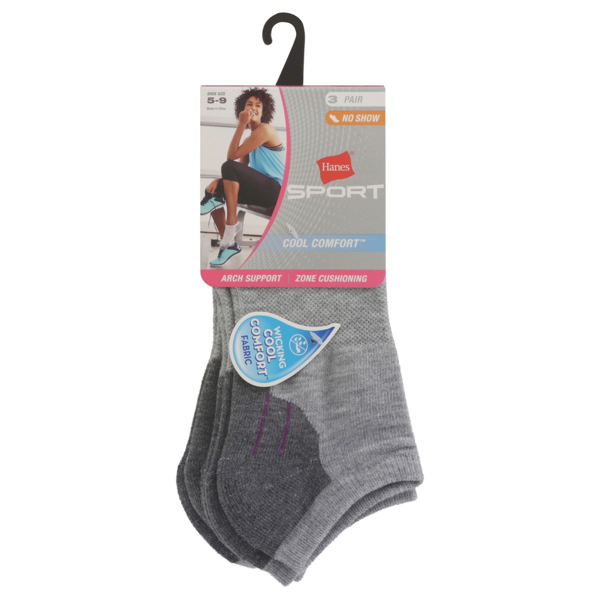 slide 8 of 11, Hanes Sport Cool Comfort No Show Socks 3 ea, 3 ct