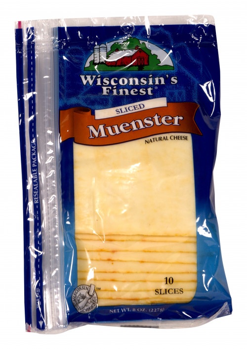 slide 1 of 1, Wisconsin's Finest Natural Muenster Shingle Sliced Cheese, 8 oz