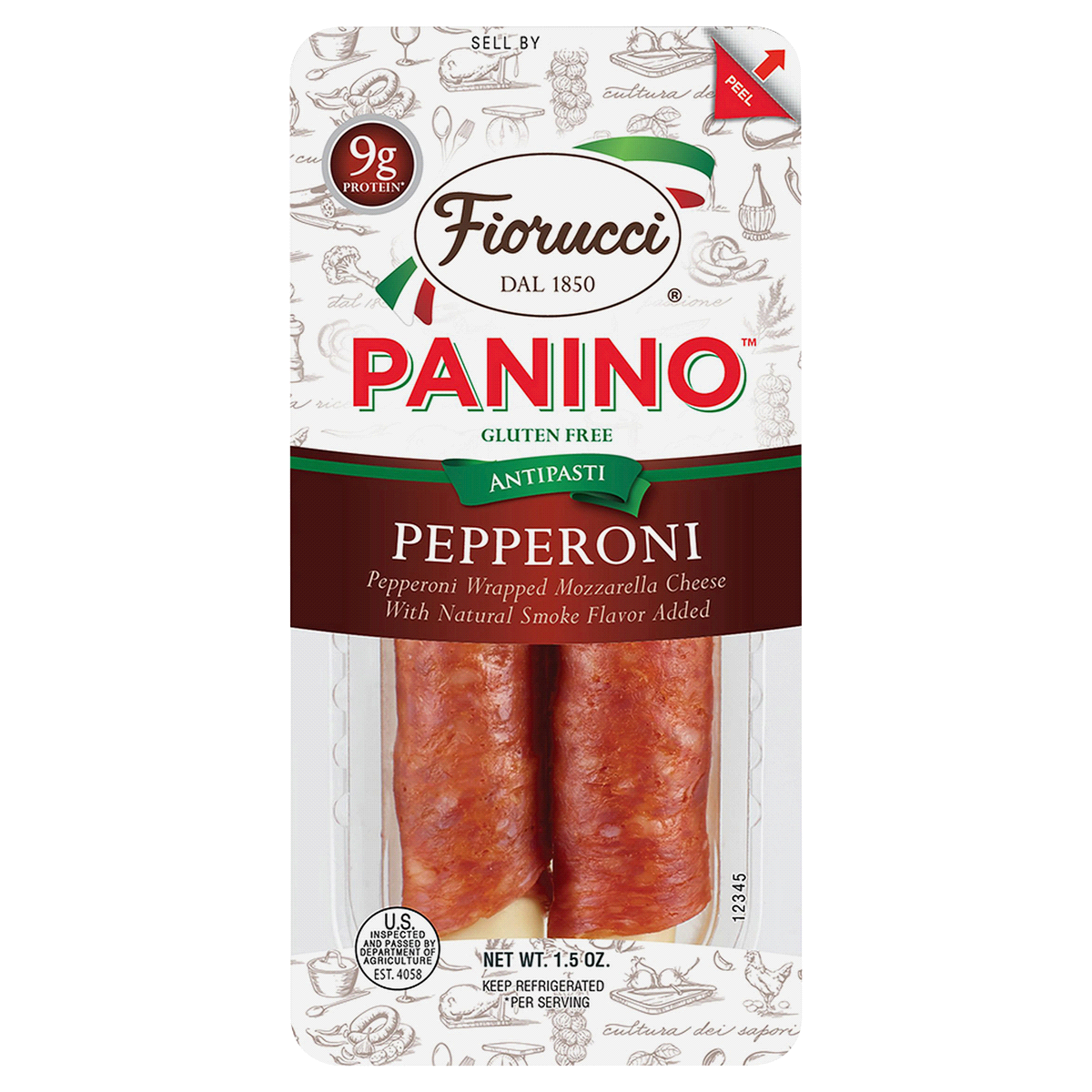 slide 1 of 6, Fiorucci Pepperoni & Mozzarella Panino, 1.5 oz