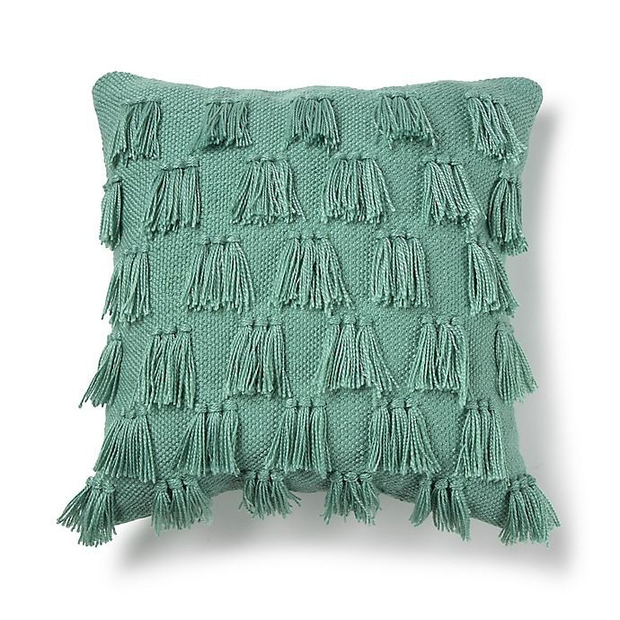 slide 1 of 2, Destination Summer Fringe Square Indoor/Outdoor Throw Pillow - Teal, 1 ct