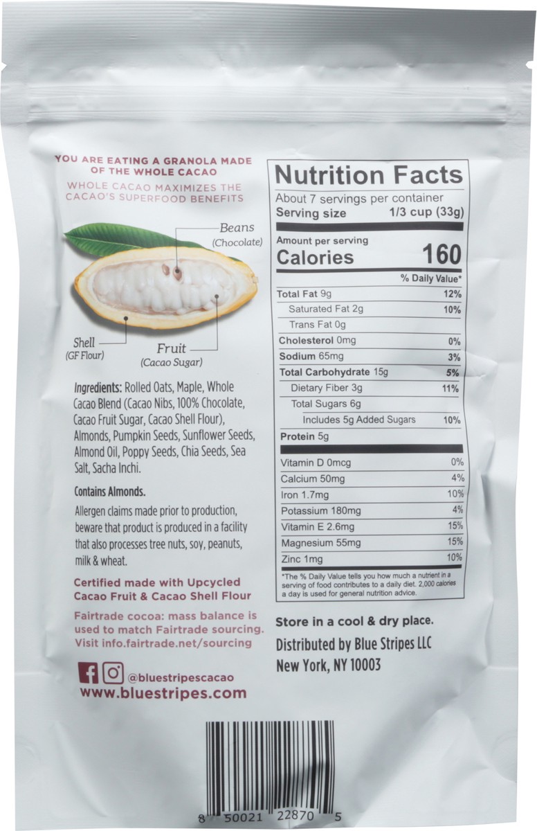 slide 12 of 12, Blue Stripes 70% Cacao Whole Cacao Dark Chocolate Granola 8 oz, 8 oz