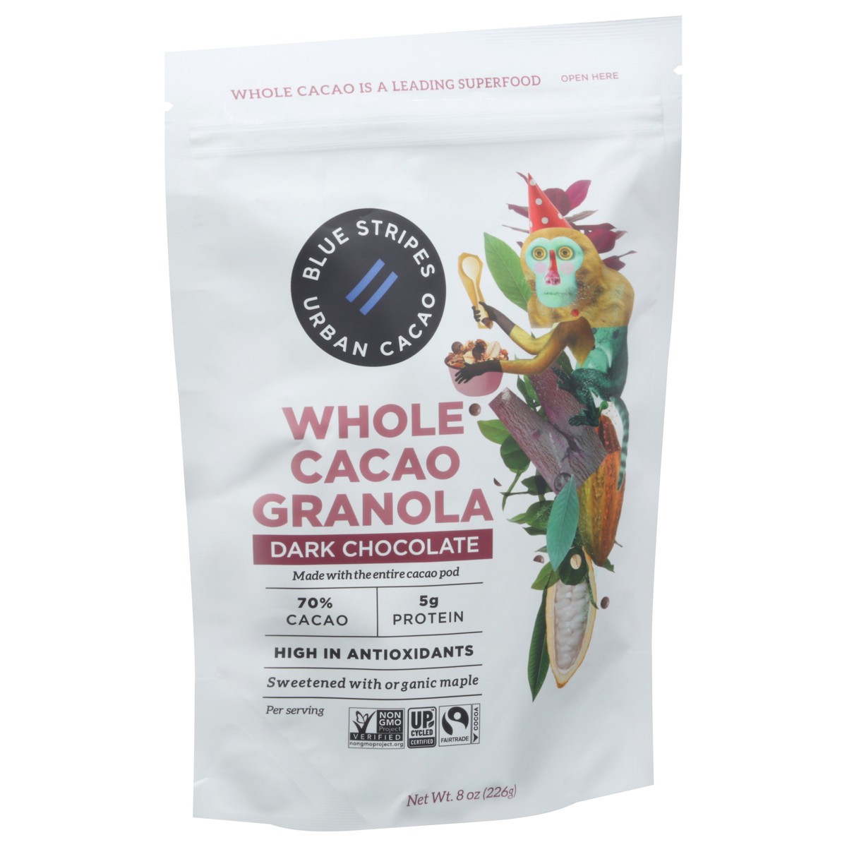 slide 6 of 12, Blue Stripes 70% Cacao Whole Cacao Dark Chocolate Granola 8 oz, 8 oz