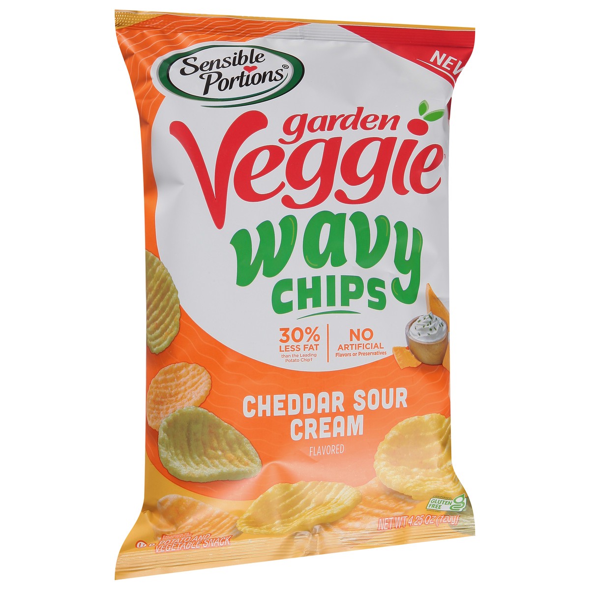 slide 8 of 8, Sensible Portions Garden Veggie Wavy Cheddar Sour Cream Flavored Chips 4.25 oz, 4.25 oz