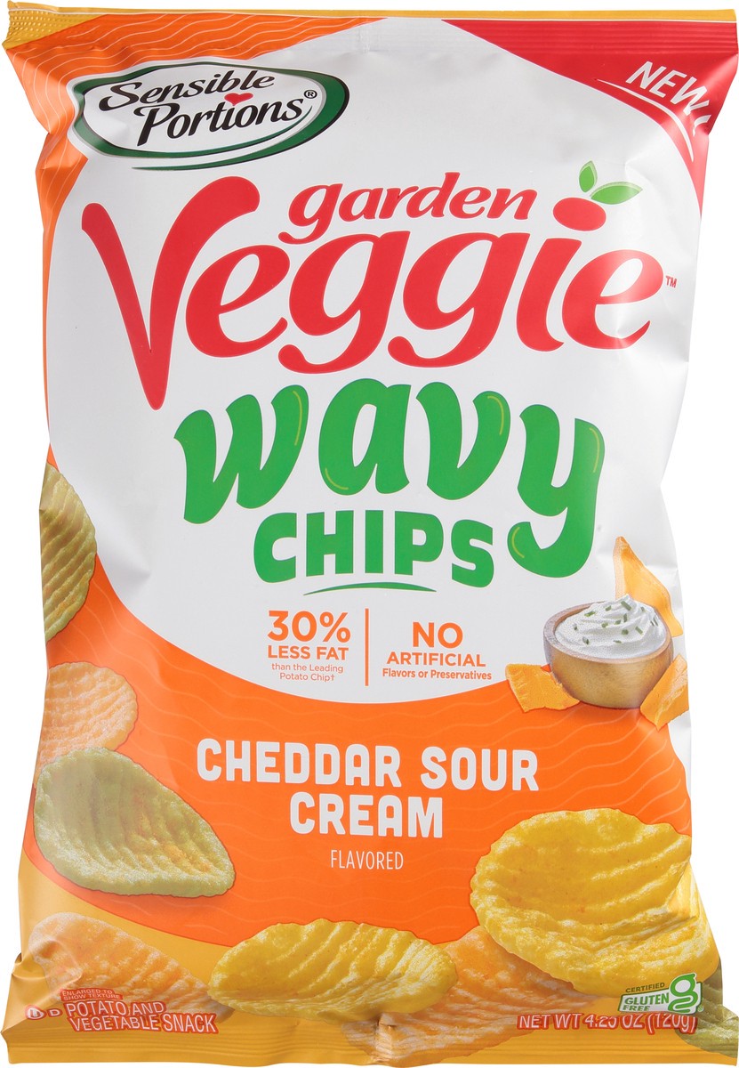 slide 2 of 8, Sensible Portions Garden Veggie Wavy Cheddar Sour Cream Flavored Chips 4.25 oz, 4.25 oz