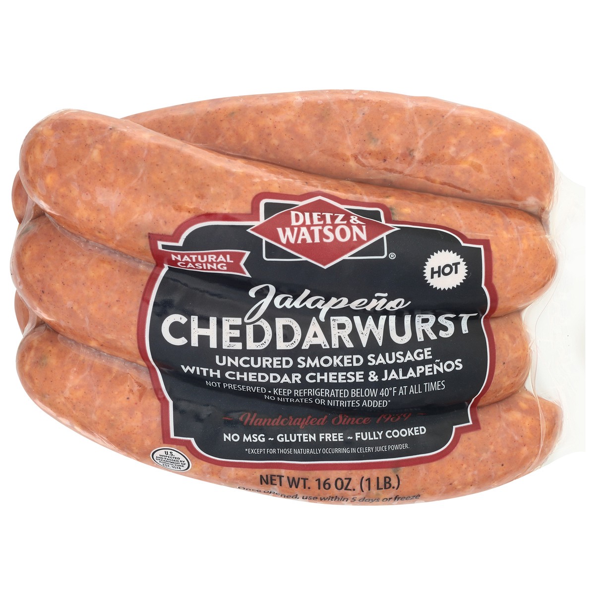 slide 1 of 9, Dietz & Watson Hot Jalapeno Cheddarwurst 16 oz, 1 ct