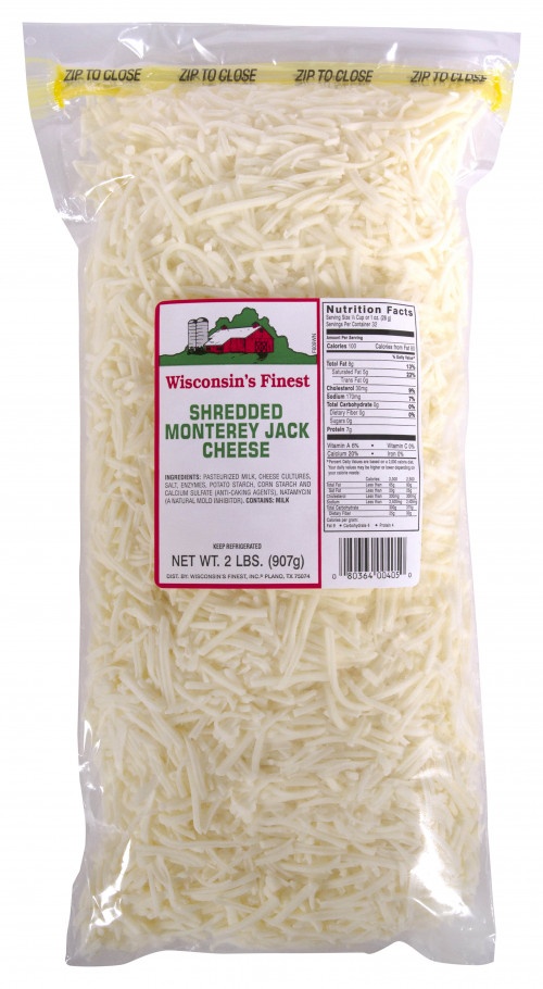 slide 1 of 1, Wisconsin's Finest Shredded Monterey Jack Cheese, 2 lb