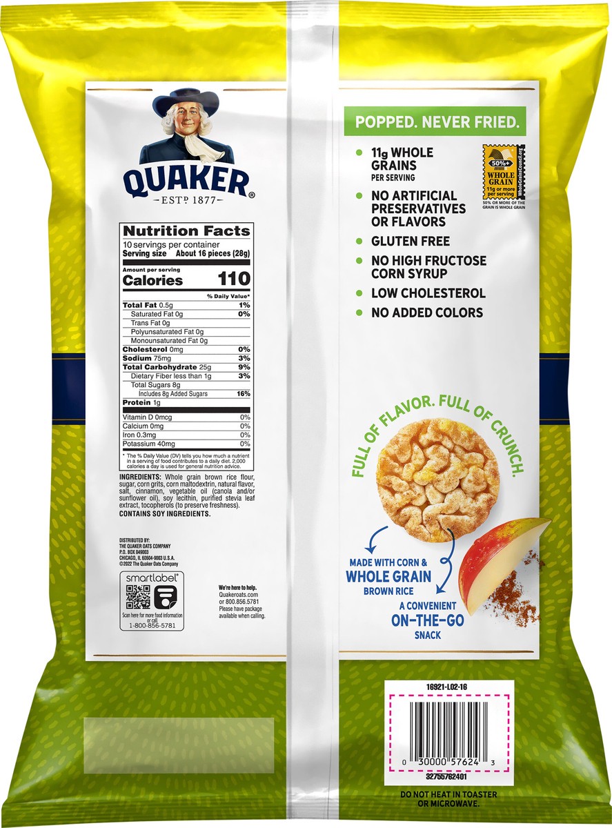 slide 2 of 3, Quaker Rice Crisps Apple Cinnamon 9.8 Oz, 9.8 oz