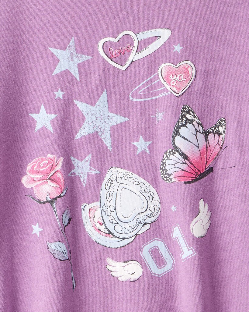 slide 2 of 2, Oshkosh Girls Long-Sleeve Graphic Tee - Purple Purple XL, 1 ct